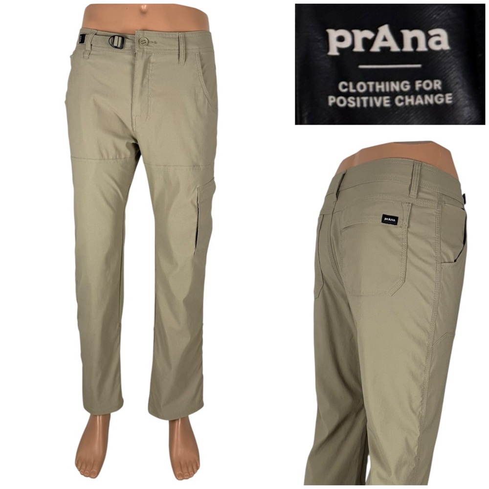 Prana Mens 30 X 30 Zion Stretch Relaxed Fit Hiking Cargo Pants Khaki 1969791 EUC